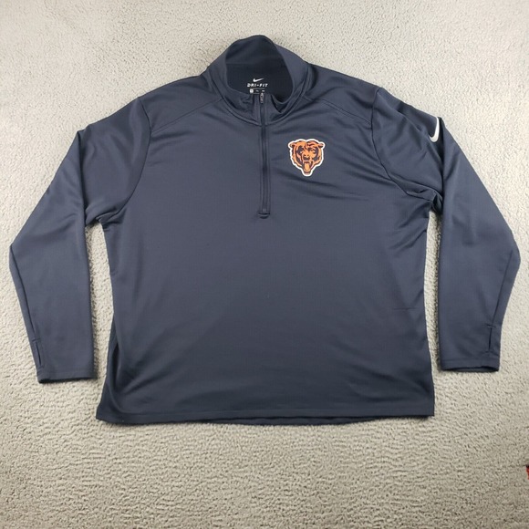 Nike Chicago Bears Shirt Mens 2XL Blue 1/4 Zip Pullover On Field Dri Fit NFL - Picture 1 of 16
